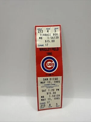 San Diego Padres At Chicago Cubs 5/13/1995 Ticket Stub - Image 1 of 2