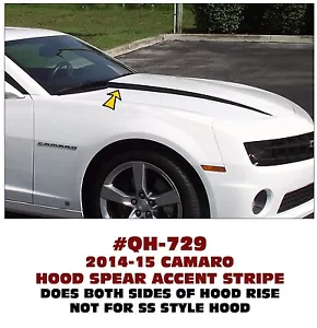 QH-729 2014 2015 CAMARO - SOLID STRIPE HOOD SPEAR DECAL - TWO PIECE KIT - Bild 1 von 1