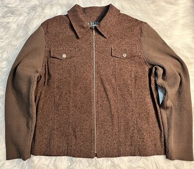 Norton Studio Petites 10 P Brown Floral Design Lined Full Zip Jacket Women’s - Image 1 of 4