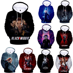 Marvel The Black Widow Print Hoodie Sweater Men Women Casual Hooded Pullover Top
