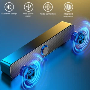 Wired Computer Speakers Soundbar Stereo Bass Sound 3.5mm USB for Desktop Laptop - Picture 1 of 9
