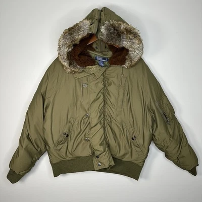 Vintage Polo Ralph Lauren Jacket Bomber Fur Tactical Field Utility Down Large - Image 1 of 4
