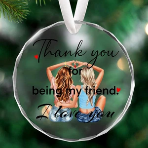 Freundschafts Anhänger Weihnachtsbaumschmuck Geschenk für Frauen Rund Deko - Bild 1 von 11