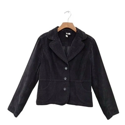 Blazer de pana St. John's Bay para mujer mediano pequeño negro con botones manga larga Foto 1 de 4