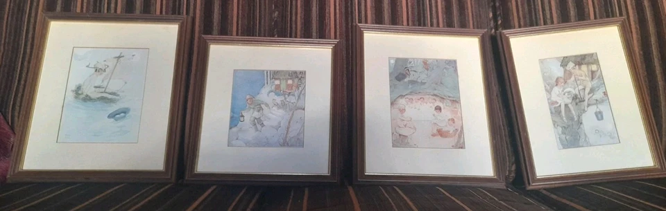 CUATRO IMPRESIONES ENMARCADAS DE 12'x10" Mabel lucie Attwell Peter Pan RARAS Foto 1 de 4