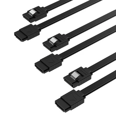 3 Pack SATA III 6 Gbit/s Straight Data Cable with Lock Latch for HDD/SSD/CD/DVD - Image 1 of 4