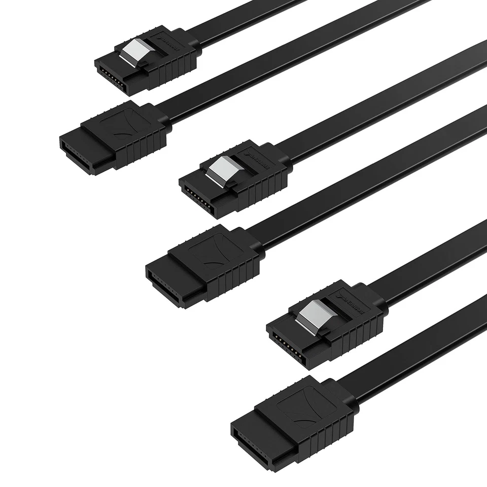 3 Pack SATA III 6 Gbit/s Straight Data Cable with Lock Latch for HDD/SSD/CD/DVD - Image 1 of 4