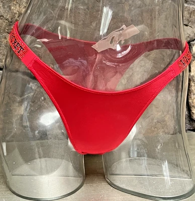 Victoria's Secret VERY SEXY Shine Strap Satin BRAZILIAN Panty Sz M RED NWT$24.95 - Image 1 of 3