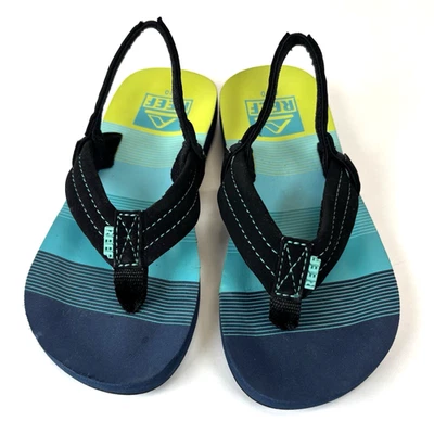 REEF AHI Kids Slip-On Flip Flop Sandals Green/Turquoise/Blue Size 9/10 NEW - Image 1 of 4
