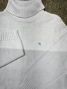 Lauren Ralph Lauren Damen XL Rollkragen Pullover Hellblau Baumwolle RLL Logo... - Bild 1 von 7