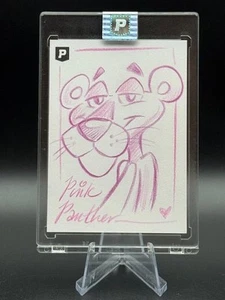 Tarjeta de boceto de Pantera Rosa firmada por Guy Gilchrist - Imagen 1 de 2