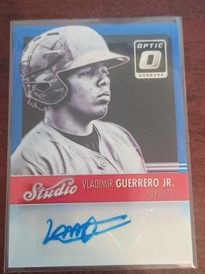 Vladimir Guerrero Jr Panini Donruss Optic Studio Signatures 2016 azul 29/50 automático Foto 1 de 2