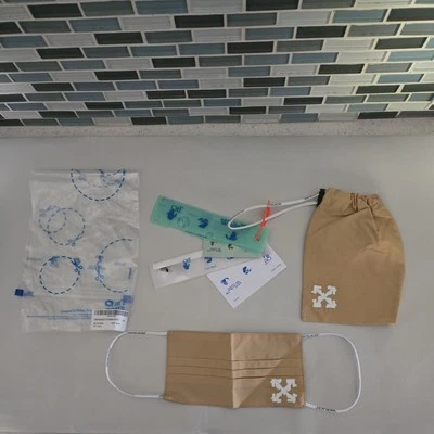  OFF-WHITE BRN Face Eve Mask Tie - Pouch + Tags NWT DEADSTOCK - Image 1 of 4