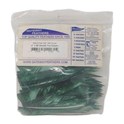 100 Pack Gateway Feathers 4" Left Wing: Shield Camo Tre Green 400LSTGN-100 - Image 1 of 3