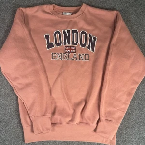 Zone One London England Sweatshirt Large Pink Crew Neck - Picture 1 of 6