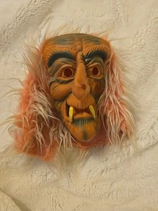 VTG Topstone Latex Halloween Mask Witch Old Man Woman Hair Boil Nose Green Teeth - Picture 1 of 10