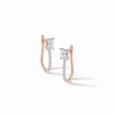 IGI Certified Lab Grown Diamond Womens Earring 1.20 Ct Solid 10K Rose Gold - Image 1 of 2