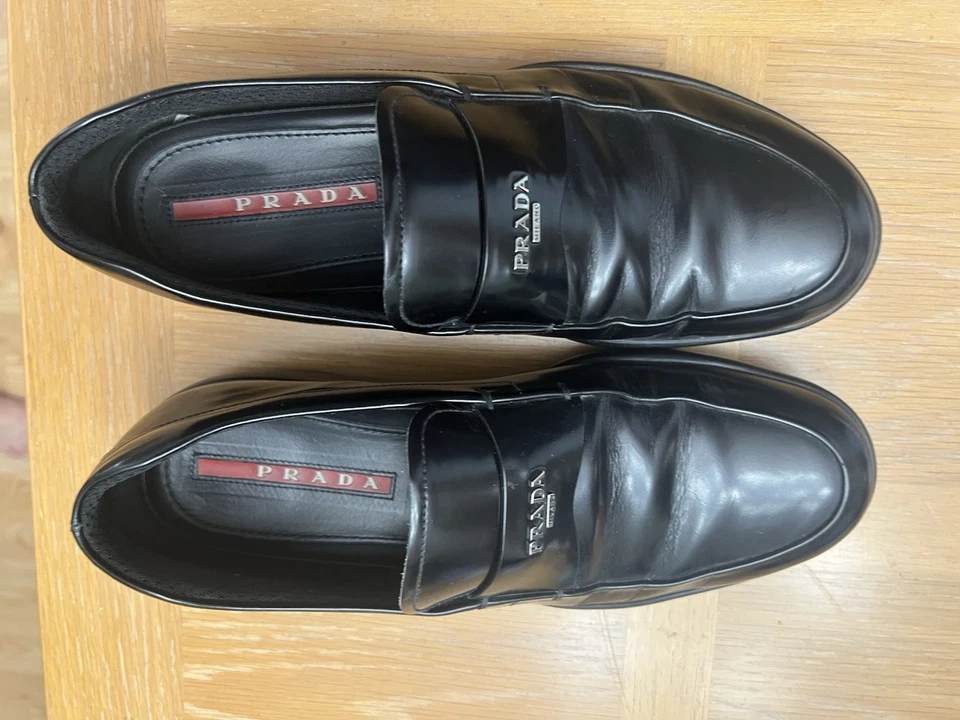 PRADA Men's Shoes Size 6 1/2 Black Leather - Image 1 of 4