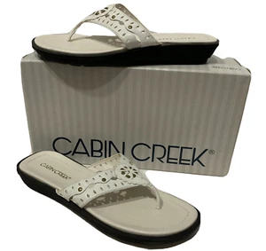 NEW Cabin Creek White Thong Sandal Dress Shoe Verona Flip Flop Women's Size 7.5M - Picture 1 of 13