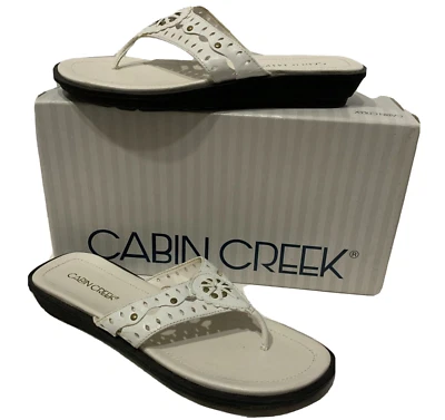 NUEVO Cabin Creek Blanco Tanga Sandalia Vestido Zapato Verona Chanclas Para Mujer Talla 7.5M Foto 1 de 4