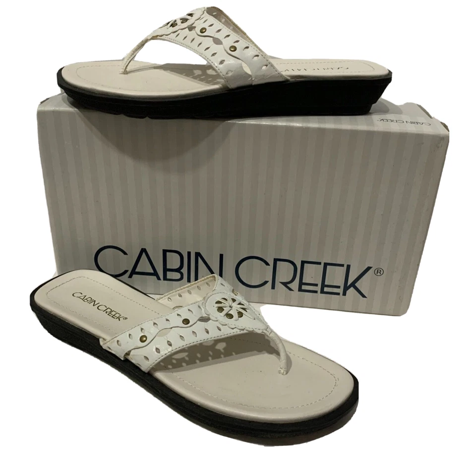 NUEVO Cabin Creek Blanco Tanga Sandalia Vestido Zapato Verona Chanclas Para Mujer Talla 7.5M Foto 1 de 4