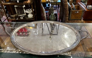 ANTIQUE MEAT TRAY OLD SHEFFIELD PLATE PELICAN CREST "FOR KING LAW & PEOPLE  29" - Picture 1 of 13