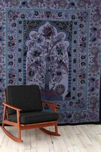 Wandteppich Vintage Lebensbaum blau Wandbehang Dekor 84" 100" Indien Hippie  - Bild 1 von 3