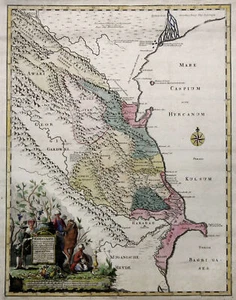 Aserbaidschan Dagestan Original Kupferstich Landkarte N. de l'Isle 1728 - Bild 1 von 1