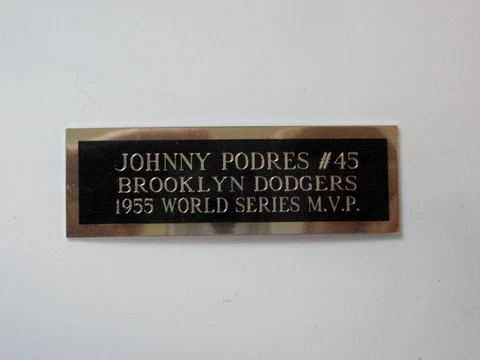 Johnny Podres Baseball Card Plaque or Baseball Ball Cube Nameplate 1" X 3" Cover