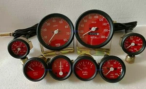 Smiths-52mm-Kit-Temp-Oil-Fuel-Oil Temp +Volt +Amp +rpm+speedo 100 mm Red Black - Bild 1 von 3