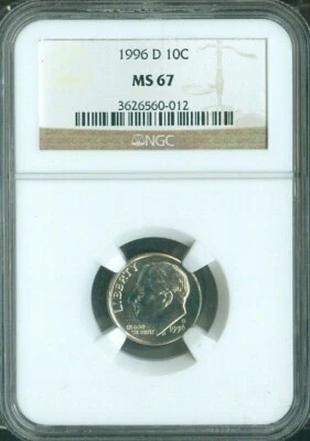 1996 D ROOSEVELT DIME NGC MS67 MINT QUALITY✔️ - Image 1 of 2