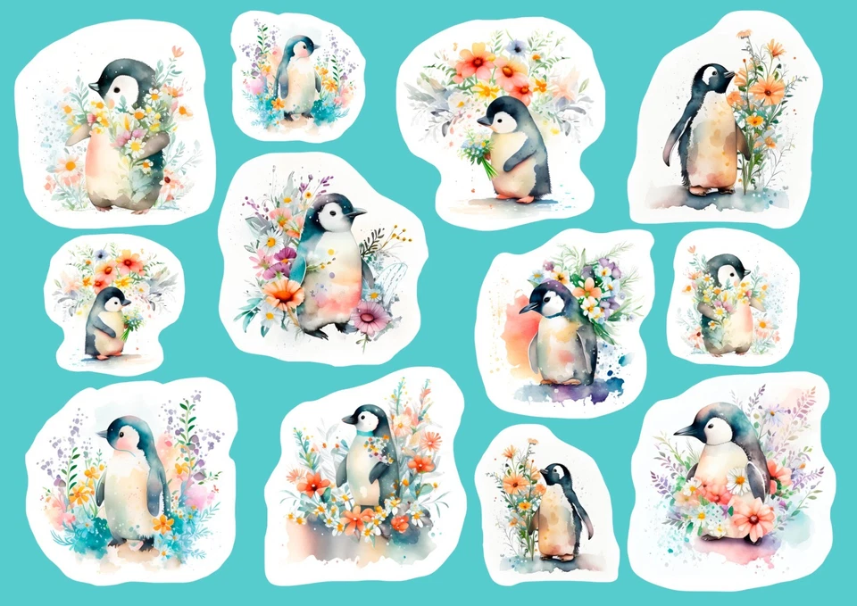 Pinguin Stanzteile oder Sticker A4 Deko Karten basteln Scrapbooking - Bild 1 von 1