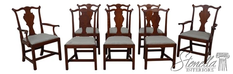 L60813EC: Set of 8 ELDRED WHEELER Cherry Chippendale Dining Room Chairs Cover