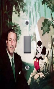 WALT DISNEY AND MICKEY MOUSE IMAGE ON SINGLE TOGGLE WALL LIGHT SWITCHPLATE -  - Picture 1 of 1