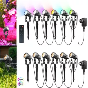 6/8er LED COB Gartenstrahler Erdspieß RGBW Warmweiß Außenleuchte Gartenleuchte - Bild 1 von 29