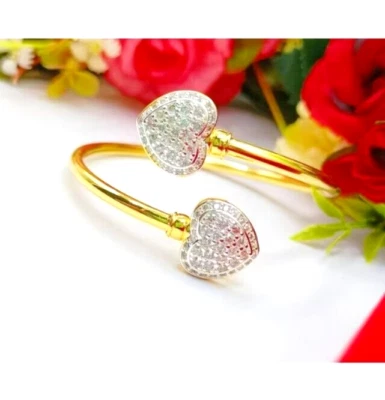 Brazalete brazalete chapado en oro amarillo baht tailandés de 24 quilates regalo corazones joyas mujeres Foto 1 de 4