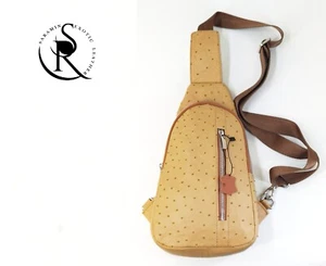 100% genuine Ostrich leather bag crossbody , beige color - Picture 1 of 6
