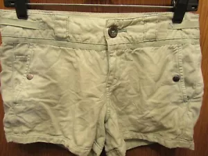 WOMENS HEI HEI 38% LINEN LIGHT GREEN SHORTS SIZE 0 WAIST FLAT 14" - Picture 1 of 4