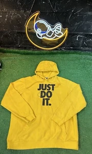 Vintage Nike Y2K Just Do It Logo Yellow Hoodie Sweatshirt Men’s Size X-Large XL - Picture 1 of 7