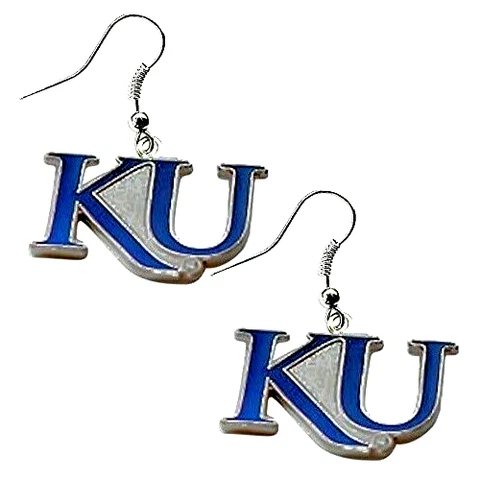 KANSAS KU JAYHAWKS NCAA TEAM LOGO DANGLE EARRINGS BY AMINCO FREE SHIPPING Cover