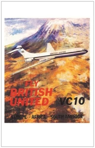 TARJETA EN BLANCO BUA BRITISH UNITED AIRWAYS VICKERS VC10 - EDICIÓN LIMITADA - Imagen 1 de 2