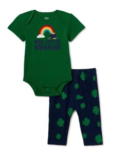 Boys Girls NB Newborn St Patricks Day T Shirt Pants Tee Bodysuit Set Outfit - Picture 1 of 7