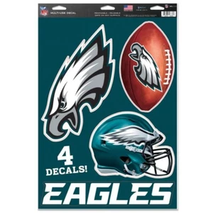PHILADELPHIA EAGLES 4 PIECE MULTI-USE DECALS 11"X17" SHEET WINDOWS CORN HOLE - Picture 1 of 2