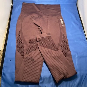 Gymshark Mauve Energy+ Perforated Seamless Cropped Leggings Logo Workout Compres - Picture 1 of 6
