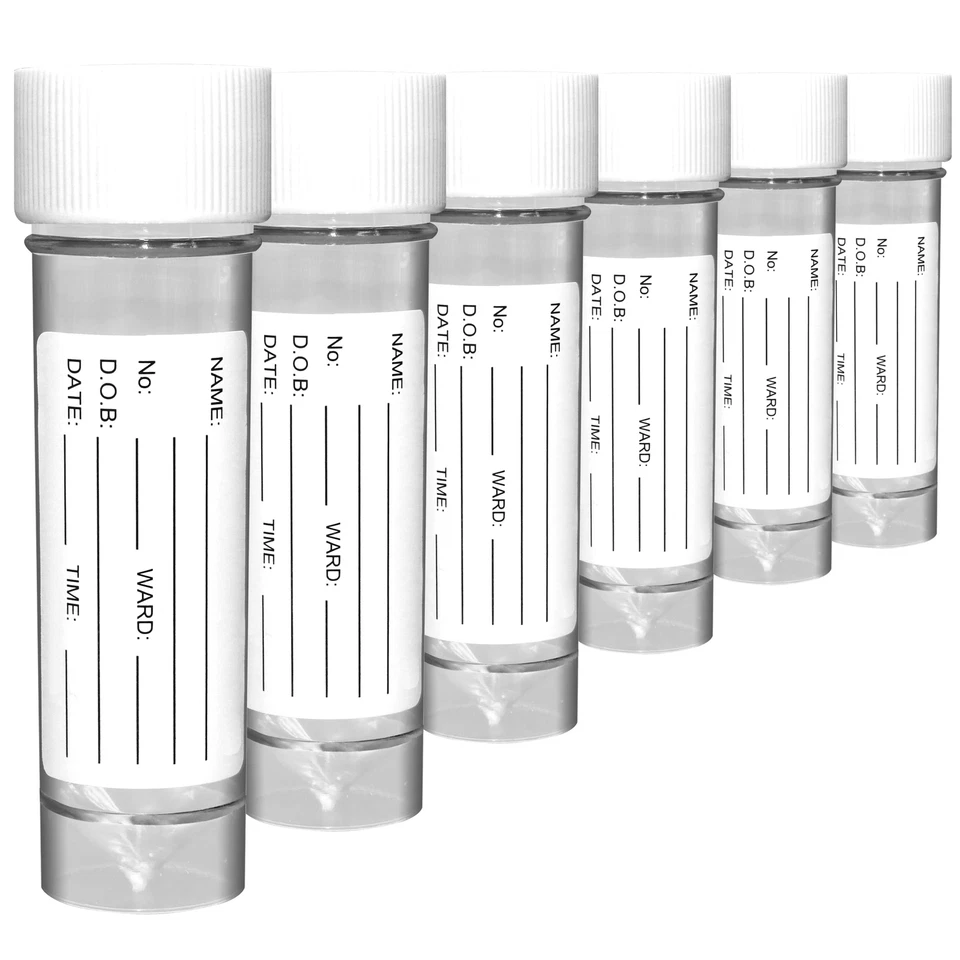 RE-GEN Plastic Screw Top Labelled Specimen Sample Container Pots 6-Pack 30ml