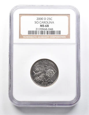 2000-D Washington State Quarter South Carolina MS68 NGC *9389 - Image 1 of 3