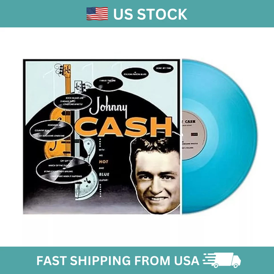 Johnny Cash – With His Hot And Blue Guitar 12" LP Turquise Colored Vinyl Record - Image 1 of 1
