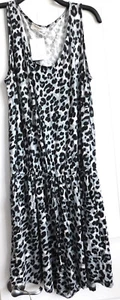 Zenana Sleeveless BLACK GRAY WHITE Leopard print Scoop Neck Romper Large NWT L - Picture 1 of 4