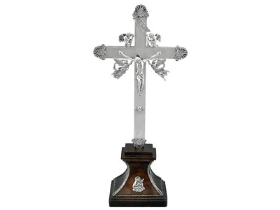 Antico Crocifisso da viaggio in argento italiano del 1800 - Immagine 1 di 4