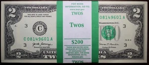 2017-A Series $2 Bill 100 Notes Band $200 Face Value Consecutive Cert B226 - Picture 1 of 2
